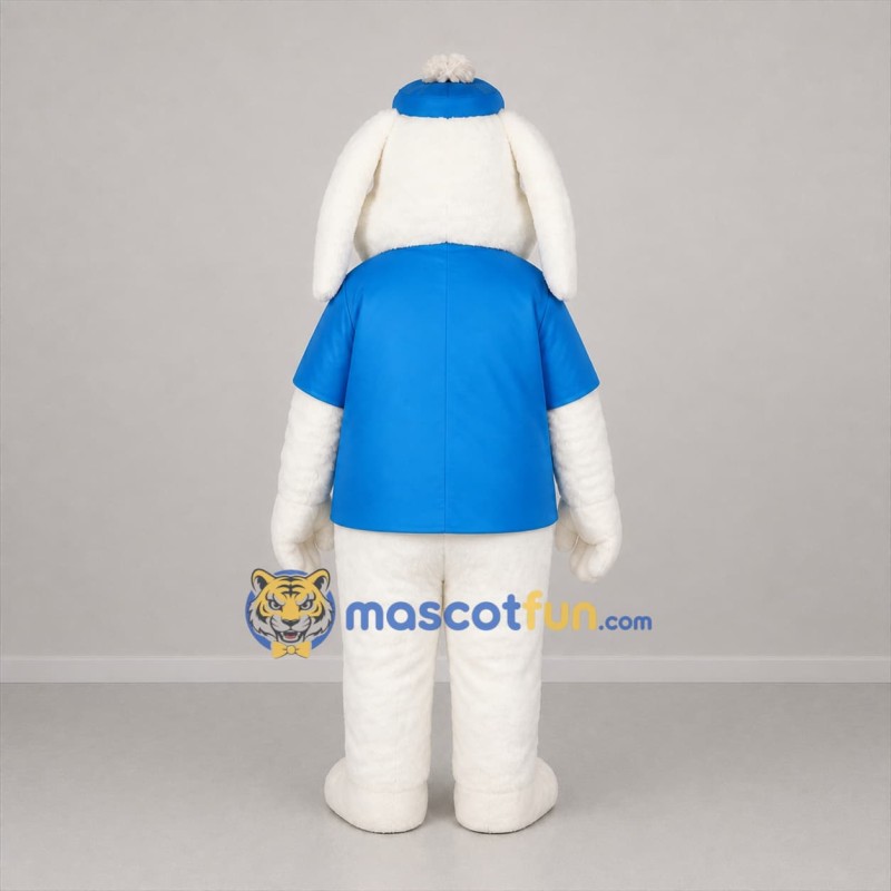 Custom White and Blue Dog Mascot Costume Adult Full Body Suit for School Events