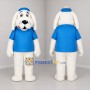 Custom White and Blue Dog Mascot Costume Adult Full Body Suit for School Events