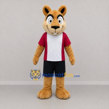 Custom Tan and Red Animal Athlete Mascot Costume Adult Full Body Suit for Sports Events