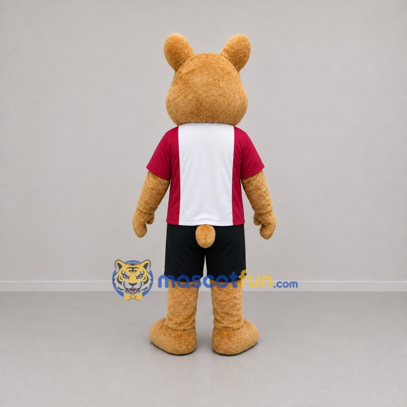 Custom Tan and Red Animal Athlete Mascot Costume Adult Full Body Suit for Sports Events
