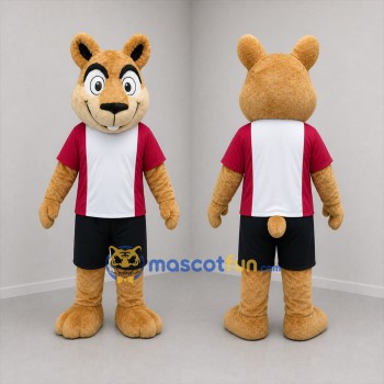Custom Tan and Red Animal Athlete Mascot Costume Adult Full Body Suit for Sports Events