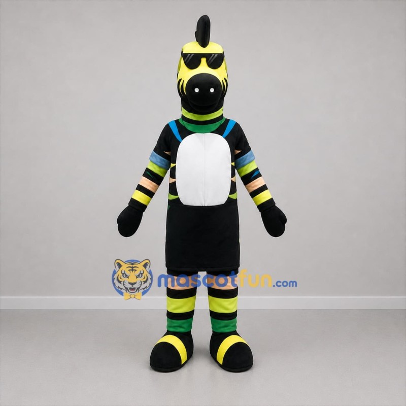 Custom Yellow and Black Zebra Mascot Costume Adult Full Body Suit for Sports Events