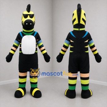 Custom Yellow and Black Zebra Mascot Costume Adult Full Body Suit for Sports Events