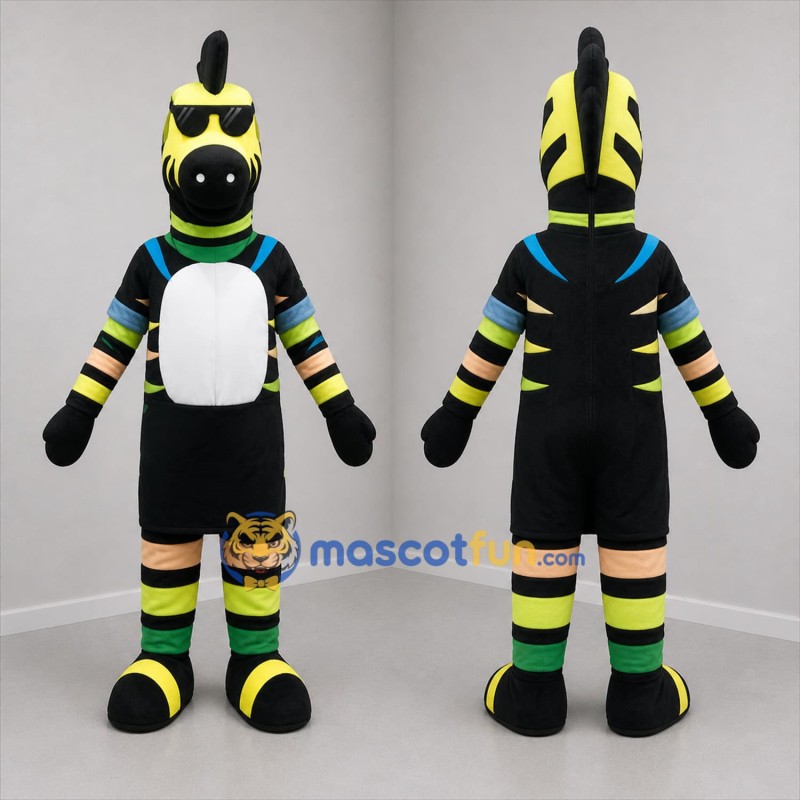Custom Yellow and Black Zebra Mascot Costume Adult Full Body Suit for Sports Events