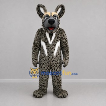 Custom Gray and Black Spotted Canine Mascot Costume Adult Full Body Suit for Wildlife Events