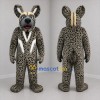 Custom Gray and Black Spotted Canine Mascot Costume Adult Full Body Suit for Wildlife Events