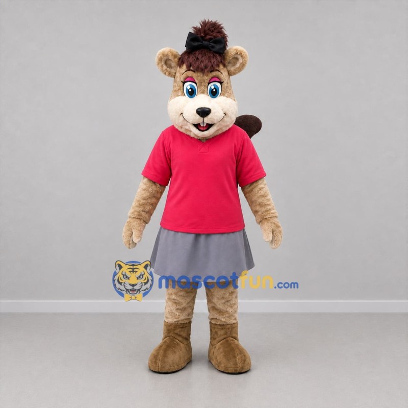 Custom Tan and Pink Squirrel Mascot Costume Adult Full Body Suit for School Events