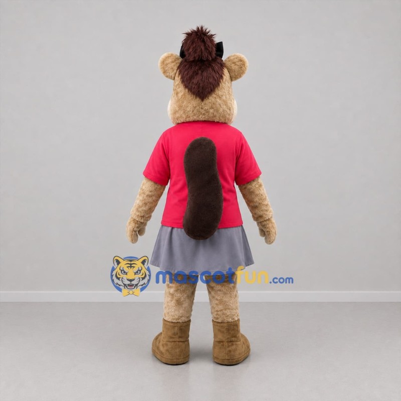 Custom Tan and Pink Squirrel Mascot Costume Adult Full Body Suit for School Events