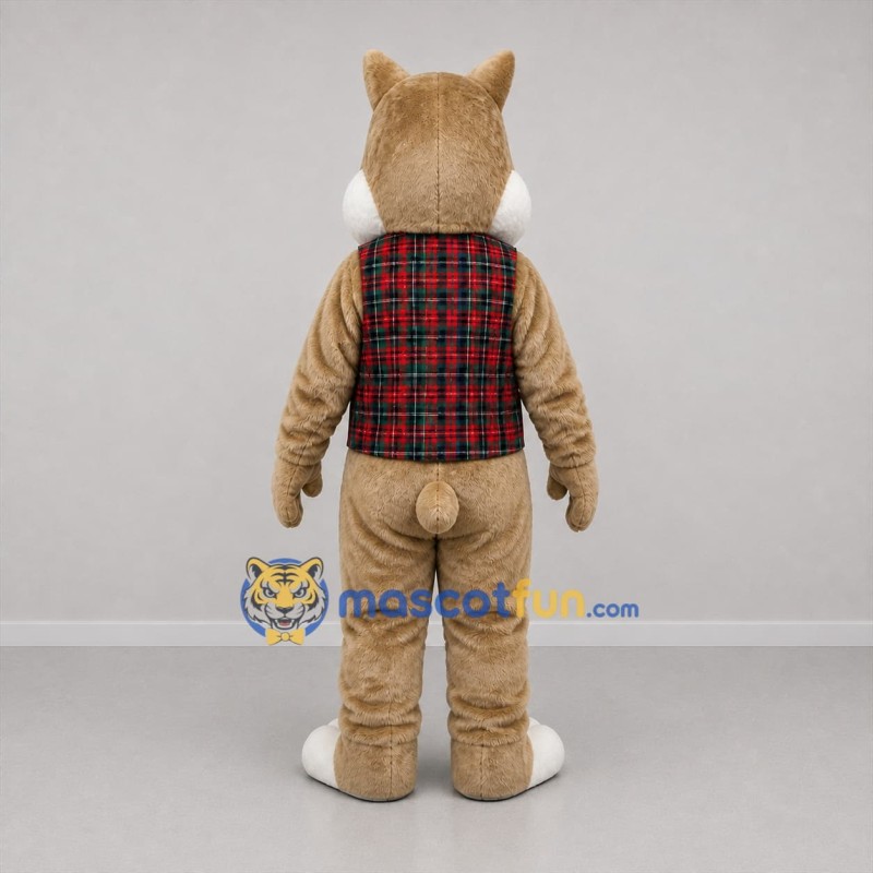 Custom Tan and Red Cat Mascot Costume Adult Full Body Suit for Holiday Events