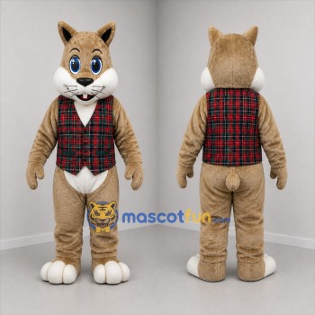 Custom Tan and Red Cat Mascot Costume Adult Full Body Suit for Holiday Events