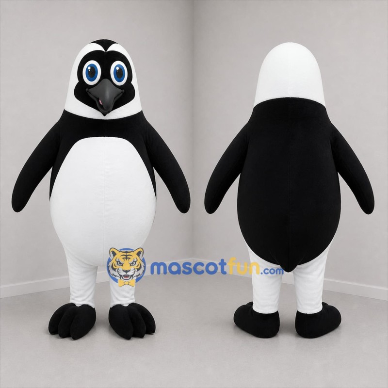 Custom Black and White Penguin Mascot Costume Adult Full Body Suit for Winter Events