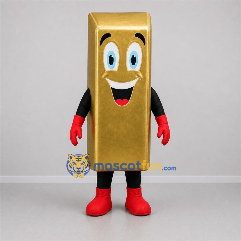 Custom Gold and Red Gold Bar Mascot Costume Adult Full Body Suit for Trade Shows