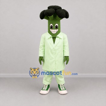 Custom Green Broccoli Scientist Mascot Costume Adult Full Body Suit for Science Events