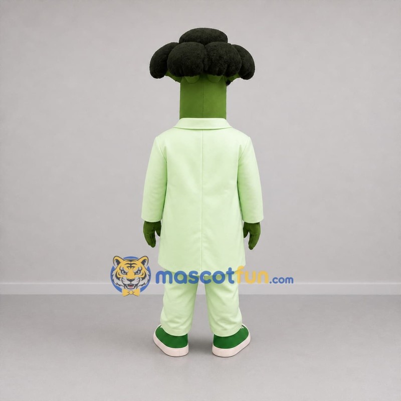 Custom Green Broccoli Scientist Mascot Costume Adult Full Body Suit for Science Events