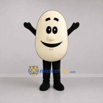 Custom Cream and Black Egg Mascot Costume Adult Full Body Suit for Food Festivals