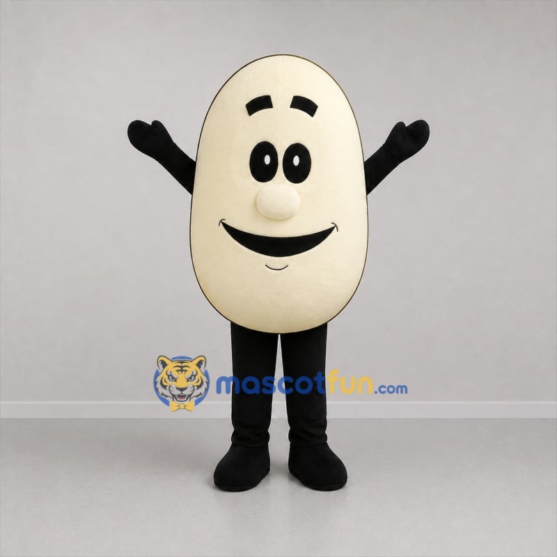 Custom Cream and Black Egg Mascot Costume Adult Full Body Suit for Food Festivals