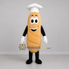 Custom Golden Brown and White Baguette Chef Mascot Costume Adult Full Body Suit for Bakery Promotions