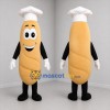 Custom Golden Brown and White Baguette Chef Mascot Costume Adult Full Body Suit for Bakery Promotions