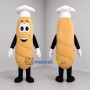 Custom Golden Brown and White Baguette Chef Mascot Costume Adult Full Body Suit for Bakery Promotions