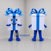 Custom White and Blue Gift Box Mascot Costume Adult Full Body Suit for Holiday Events