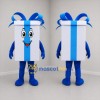 Custom White and Blue Gift Box Mascot Costume Adult Full Body Suit for Holiday Events