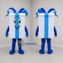 Custom White and Blue Gift Box Mascot Costume Adult Full Body Suit for Holiday Events