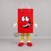 Custom Red and Yellow Shopping Bag Mascot Costume Adult Full Body Suit for Retail Promotions