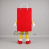 Custom Red and Yellow Shopping Bag Mascot Costume Adult Full Body Suit for Retail Promotions