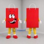 Custom Red and Yellow Shopping Bag Mascot Costume Adult Full Body Suit for Retail Promotions