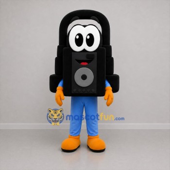 Custom Black and Blue Music Player Mascot Costume Adult Full Body Suit for Music Events