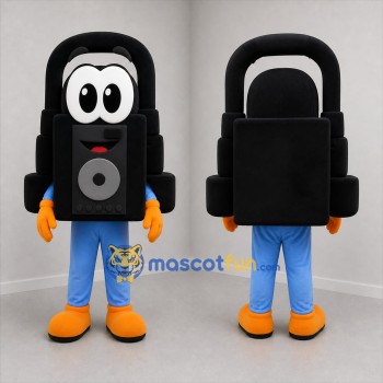 Custom Black and Blue Music Player Mascot Costume Adult Full Body Suit for Music Events