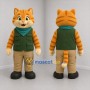 Custom Orange and Green Explorer Cat Mascot Costume Adult Full Body Suit for Adventure Events