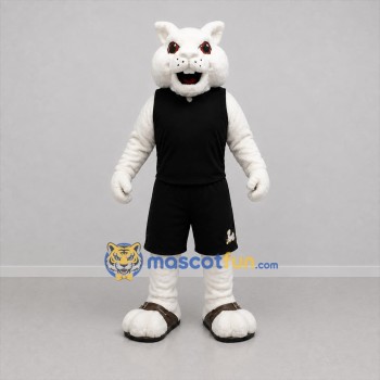 Custom White and Black Cat Mascot Costume Adult Full Body Suit for Sports Events