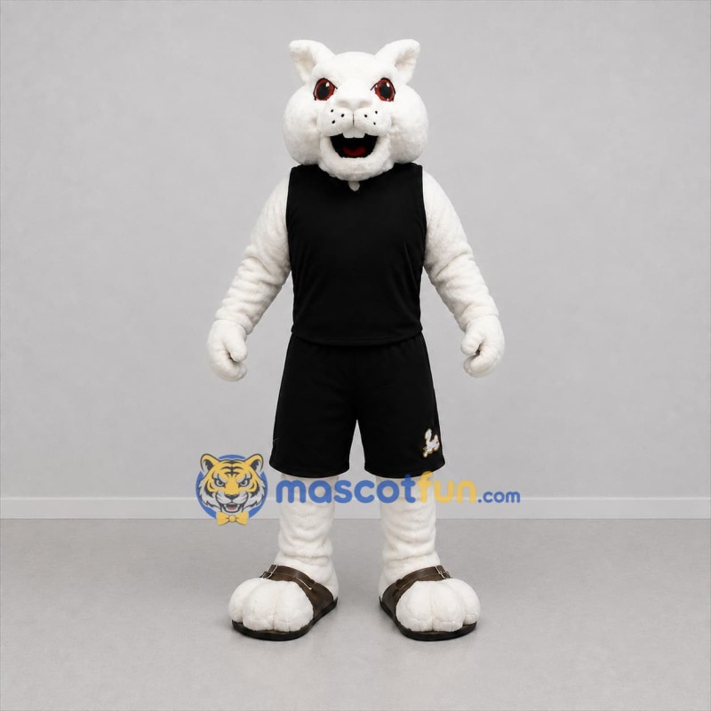 Custom White and Black Cat Mascot Costume Adult Full Body Suit for Sports Events