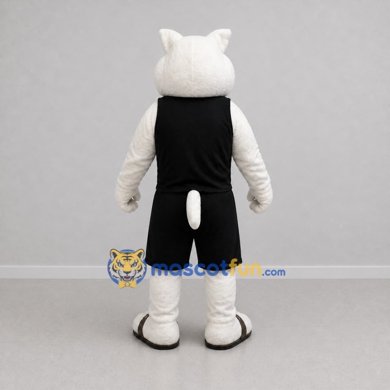 Custom White and Black Cat Mascot Costume Adult Full Body Suit for Sports Events