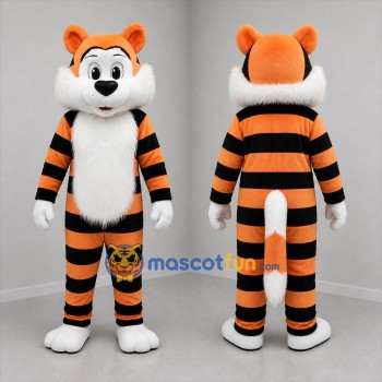 Custom Orange and Black Tiger Mascot Costume Adult Full Body Suit for School Events