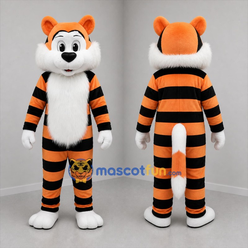Custom Orange and Black Tiger Mascot Costume Adult Full Body Suit for School Events