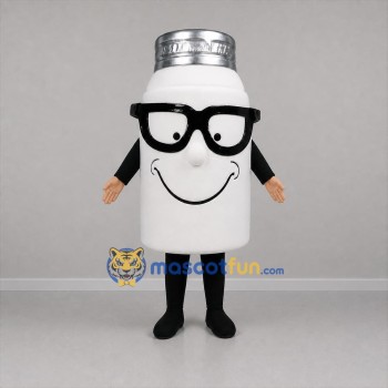Custom White and Silver Bottle Mascot Costume Adult Full Body Suit for Retail Promotions