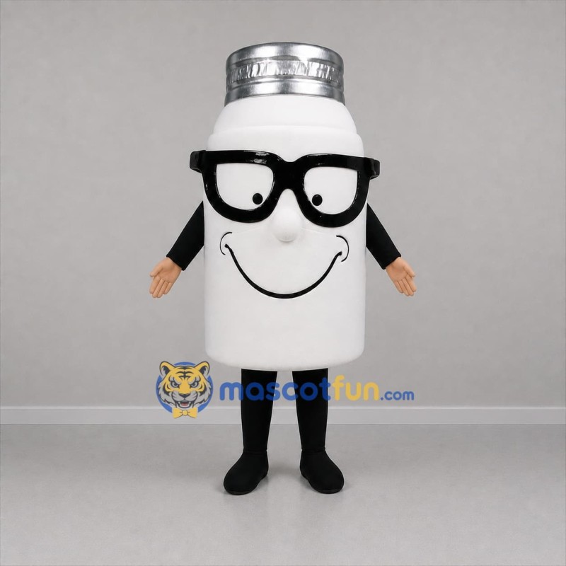 Custom White and Silver Bottle Mascot Costume Adult Full Body Suit for Retail Promotions