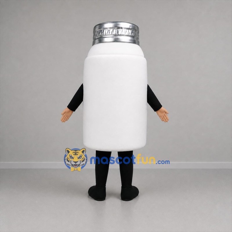 Custom White and Silver Bottle Mascot Costume Adult Full Body Suit for Retail Promotions