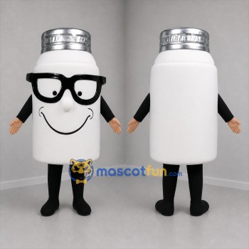Custom White and Silver Bottle Mascot Costume Adult Full Body Suit for Retail Promotions