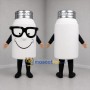 Custom White and Silver Bottle Mascot Costume Adult Full Body Suit for Retail Promotions