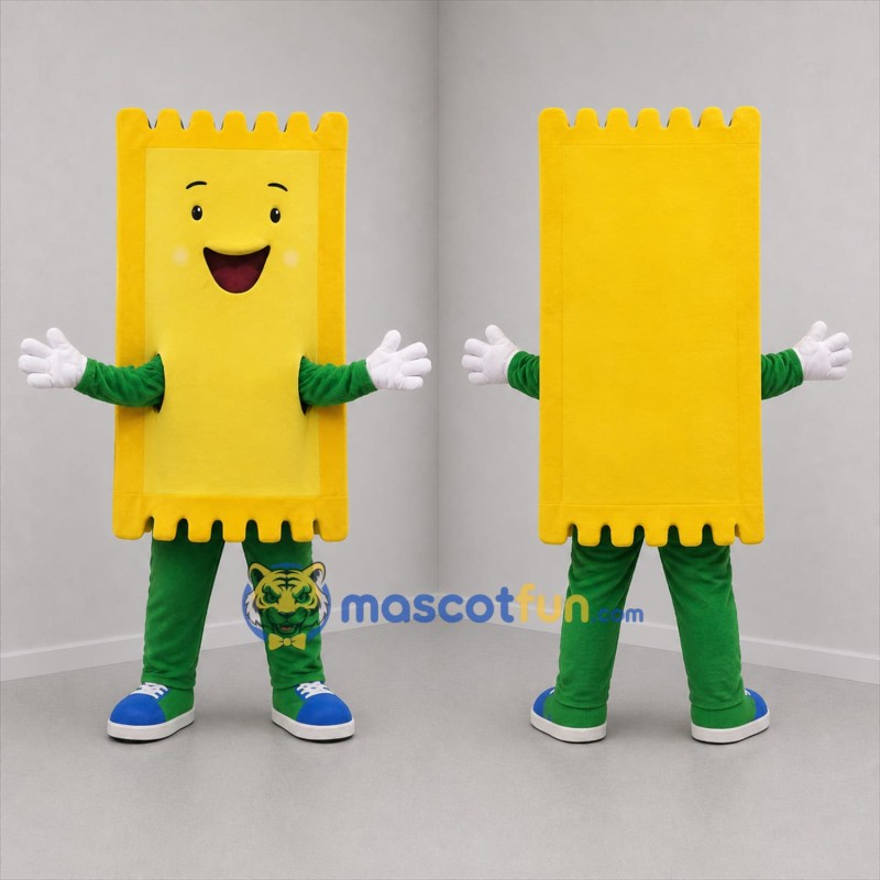 Custom Yellow and Green Pasta Mascot Costume Adult Full Body Suit for Food Festivals