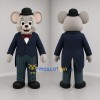Custom Gray and Blue Gentleman Mouse Mascot Costume Adult Full Body Suit for Theater Events