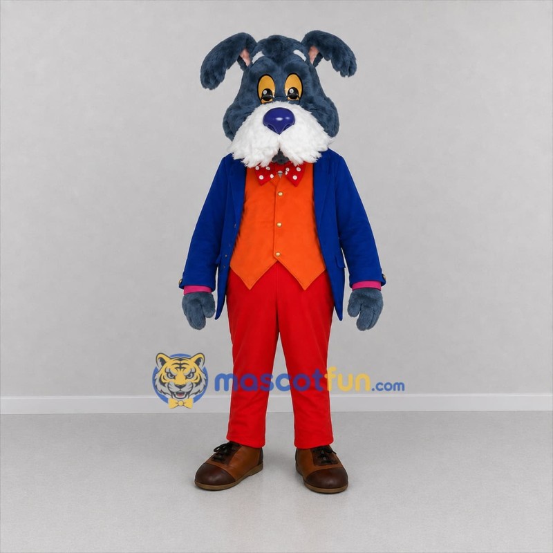 Custom Blue and Red Gentleman Dog Mascot Costume Adult Full Body Suit for Theater Events