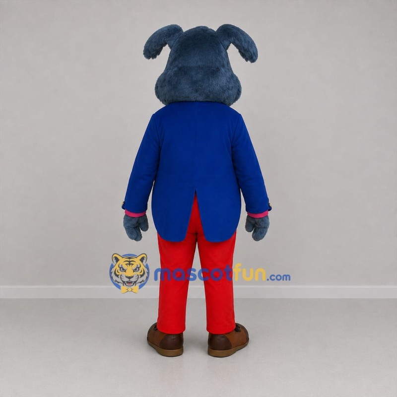 Custom Blue and Red Gentleman Dog Mascot Costume Adult Full Body Suit for Theater Events