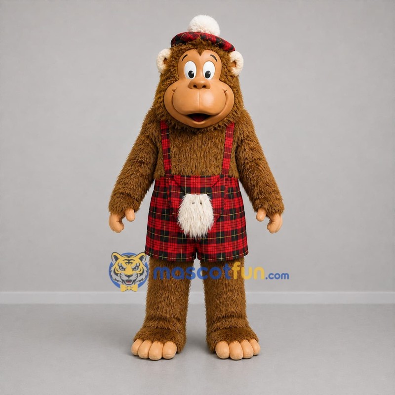 Custom Brown and Red Monkey Mascot Costume Adult Full Body Suit for Community Events