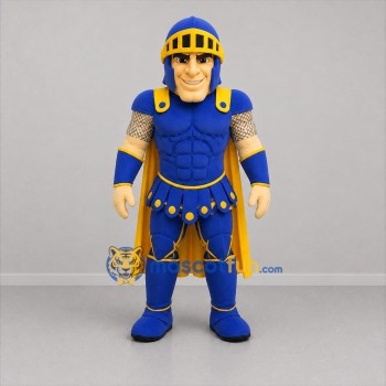 Custom Blue and Gold Knight Mascot Costume Adult Full Body Suit for Medieval Festivals