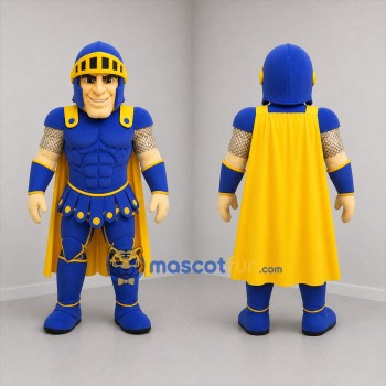Custom Blue and Gold Knight Mascot Costume Adult Full Body Suit for Medieval Festivals