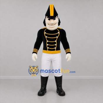 Custom Black and Gold Ceremonial Soldier Mascot Costume Adult Full Body Suit for Parades